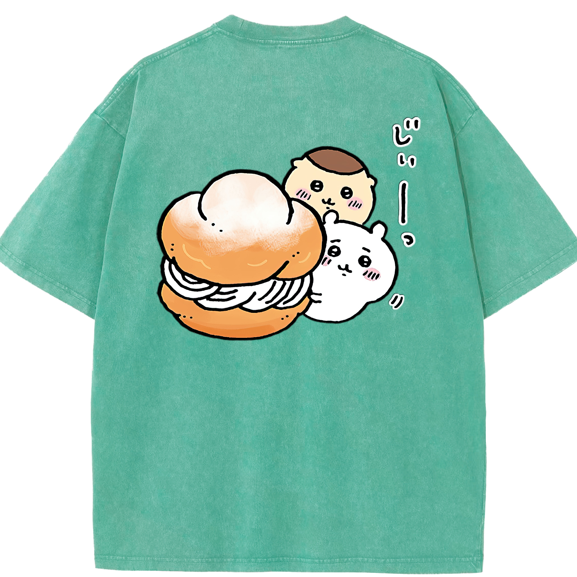 （画像用） ちいかわ くりまんじゅう Chii-kawa kuri manjū 綿100% ヴィンテージ風 半袖Tシャツ（背面プリント）